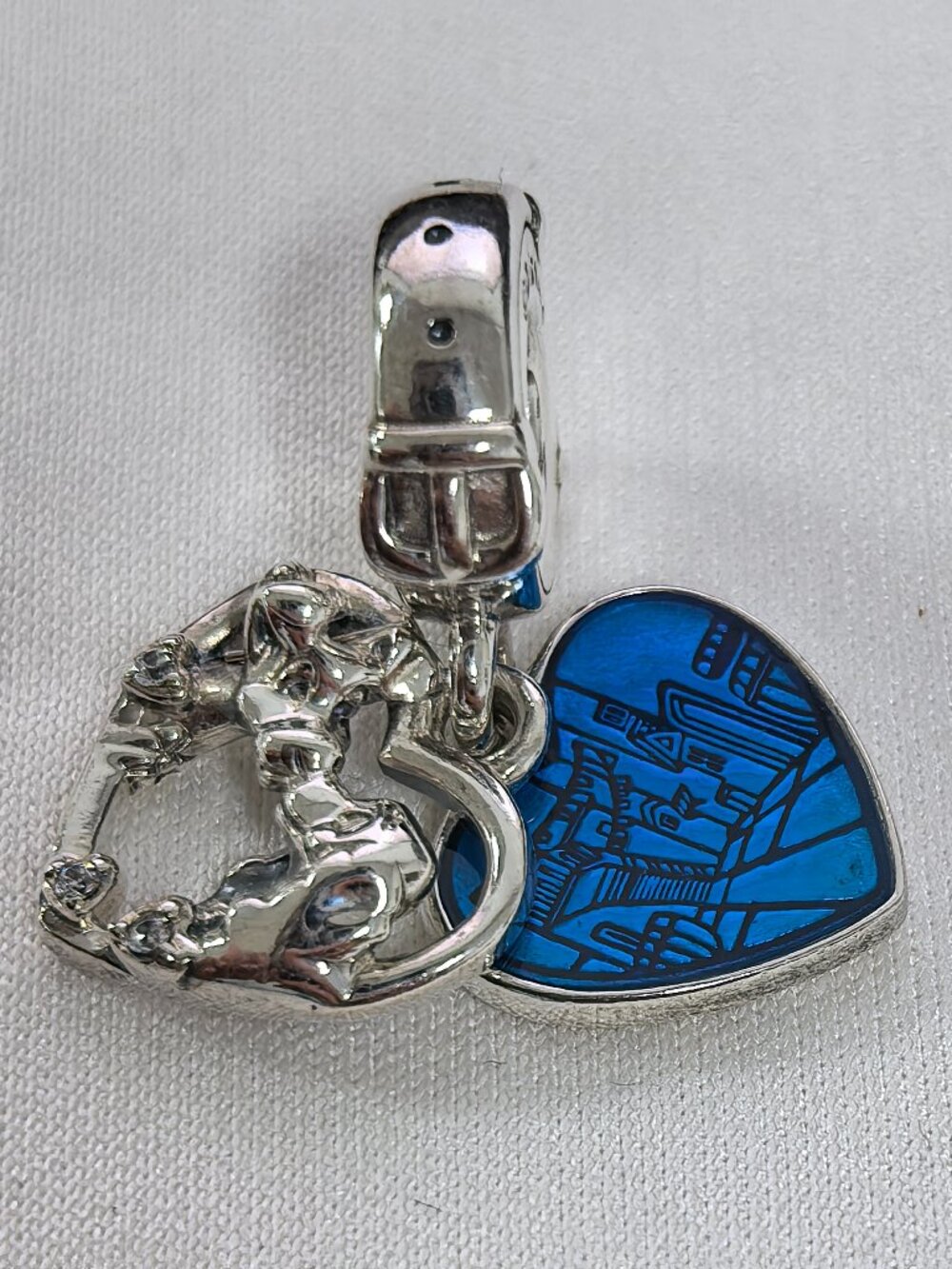 Pandora Disney Lady and the Tramp Heart Dangle Charm, S925 Silver Jewelry
